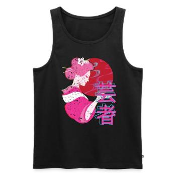 Japon Geisha des années 80 Retro Vaporwave - Débardeur bio Premium Homme - noir - Devant - Michal (187cm)
