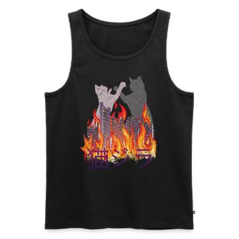 Cat Rétro Esthétique Drôle Catzilla - Débardeur bio Premium Homme - noir - Devant - AI Model Male 178 light (178cm)