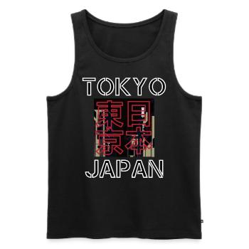 Japan Tokyo Retro Aesthetics Streetwear - Men's Premium Organic Tank Top - black - Front - AI Model Male 178 light (178cm)