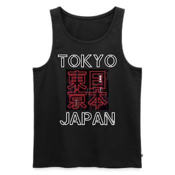 Japan Tokyo Retro Aesthetics Streetwear - Men's Premium Organic Tank Top - black - Front - AI Model Male 178 light (178cm)
