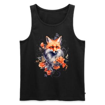 Fox and Flowers - Men's Premium Organic Tank Top - black - Front - AI Model Male 178 light (178cm)