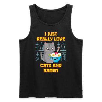 Anime Cat with Ramen Love Cats and Ramen - Men's Premium Organic Tank Top - black - Front - AI Model Male 178 light (178cm)