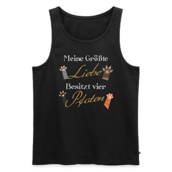 Katze Haustier lustiger Spruch Liebe 4 Pfoten - Männer Premium Bio Tank Top - Schwarz - Vorne - Michal (187cm)