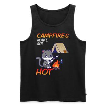 Cute Cat Funny Camping Saying - Men's Premium Organic Tank Top - black - Front - Michal (187cm)