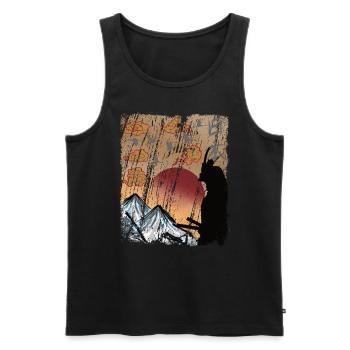Japan Vintage Japanese Art Samurai - Men's Premium Organic Tank Top - black - Front - AI Model Male 178 light (178cm)