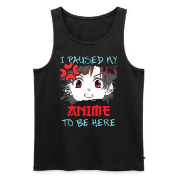 Anime drôle disant que j’ai mis mon Anime en pause - Débardeur bio Premium Homme - noir - Devant - AI Model Male 178 light (178cm)