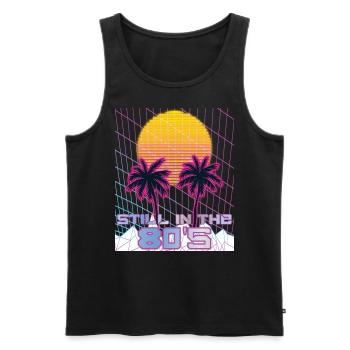 Retro Synthwave 80s Vintage Streetwear - Men's Premium Organic Tank Top - black - Front - AI Model Male 178 light (178cm)