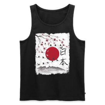 Japon esthétique paysage art japonais - Débardeur bio Premium Homme - noir - Devant - Michal (187cm)