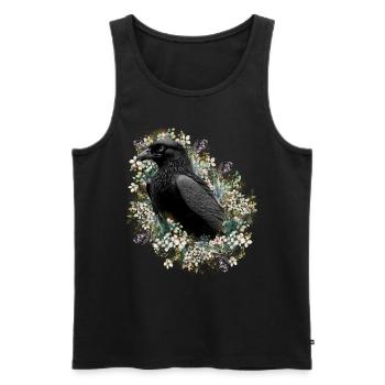 Mystischer schwarzer Rabe Krähe - Männer Premium Bio Tank Top - Schwarz - Vorne - Michal (187cm)
