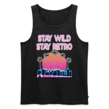 Retro 80s Vintage Vaporwave Streetwear - Men's Premium Organic Tank Top - black - Front - Michal (187cm)