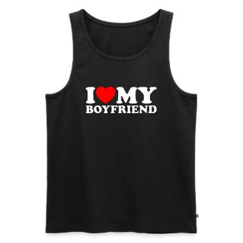I Love My Boyfriend - Ich Liebe Meinen Freund - Men's Premium Organic Tank Top - black - Front - AI Model Male 178 light (178cm)