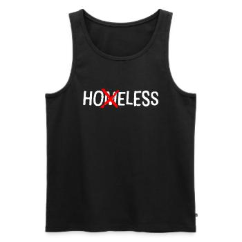 HOELESS - Lustiges Homeless Crossed Out T-Shirt - Männer Premium Bio Tank Top - Schwarz - Vorne - Michal (187cm)