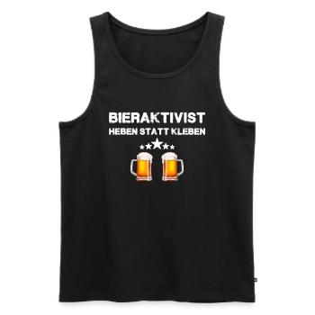 BIERAKTIVIST - Heben statt kleben - Bierliebhaber - Männer Premium Bio Tank Top - Schwarz - Vorne - Michal (187cm)