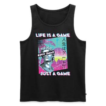 80s Vaporwave Retro Aesthetic Vintage - Men's Premium Organic Tank Top - black - Front - AI Model Male 178 light (178cm)