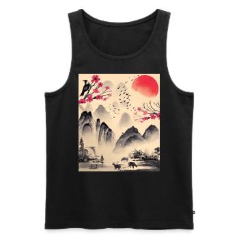 Japan Vintage Aesthetics Japanese Landscape - Men's Premium Organic Tank Top - black - Front - Michal (187cm)