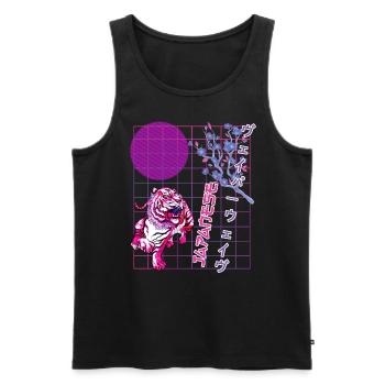 Japan Vaporwave 80's Retro Aesthetic Vintage - Men's Premium Organic Tank Top - black - Front - AI Model Male 178 light (178cm)