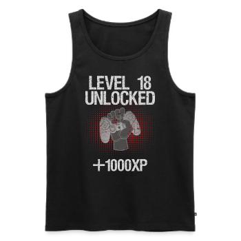 18th Birthday Level 18 unlocked vintage - Men's Premium Organic Tank Top - black - Front - AI Model Male 178 light (178cm)