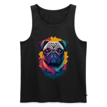 Carlin chien couleur explosion chiens illustration - Débardeur bio Premium Homme - noir - Devant - Michal (187cm)