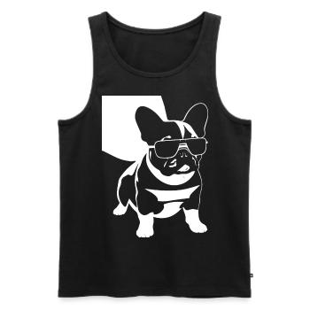 Drôle de bouledogue français avec des lunettes de soleil French Bulld - Débardeur bio Premium Homme - noir - Devant - Michal (187cm)
