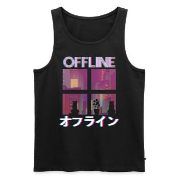80's Retro Vaporwave Aesthetic Offline - Men's Premium Organic Tank Top - black - Front - AI Model Male 178 light (178cm)