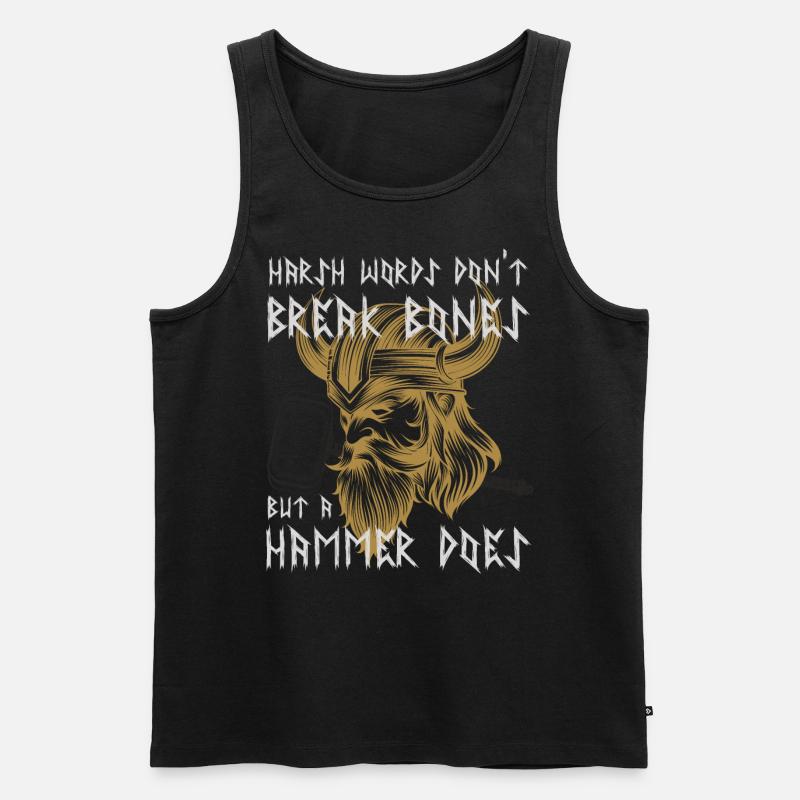 Wikinger Krieger lustiger Spruch - Männer Premium Bio Tank Top - Schwarz