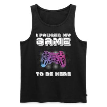 Funny Gamer Saying Retro - Men's Premium Organic Tank Top - black - Front - AI Model Male 178 light (178cm)