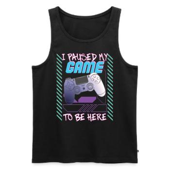 Funny Gamer Saying Gaming - Men's Premium Organic Tank Top - black - Front - AI Model Male 178 light (178cm)