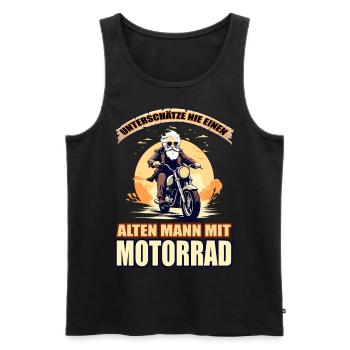 Unterschätze nie einen alten Mann mit Motorrad - Männer Premium Bio Tank Top - Schwarz - Vorne - Michal (187cm)