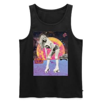 Moon Roller Retro Poster - Men's Premium Organic Tank Top - black - Front - AI Model Male 178 light (178cm)