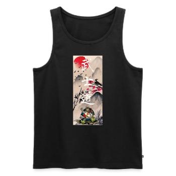 Japon Paysage Samouraï d’Art japonais - Débardeur bio Premium Homme - noir - Devant - Michal (187cm)