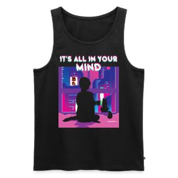 80's Retro Vaporwave Girl Aesthetic - Men's Premium Organic Tank Top - black - Front - AI Model Male 178 light (178cm)
