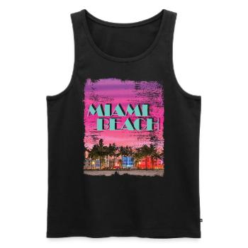 Miami Beach 80's Retro Vaporwave - Men's Premium Organic Tank Top - black - Front - AI Model Male 178 light (178cm)