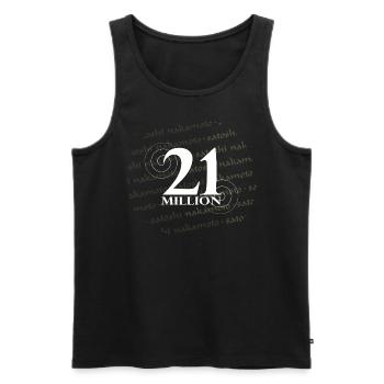 21 Million Bitcoin Tshirt Satoshi Nakamoto - Men's Premium Organic Tank Top - black - Front - AI Model Male 178 light (178cm)