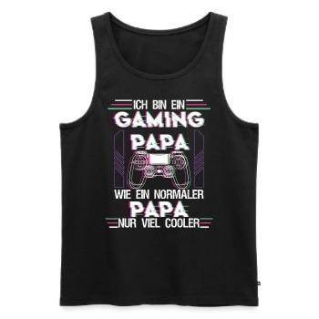Gaming Papa Lustiger Gamer Spruch - Männer Premium Bio Tank Top - Schwarz - Vorne - Michal (187cm)