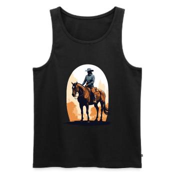 Esthétique Western Cavalier Streetwear - Débardeur bio Premium Homme - noir - Devant - Michal (187cm)