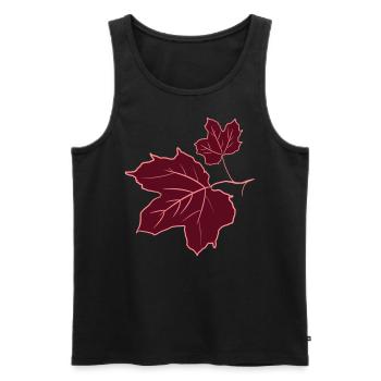 Maple Leaf / Maple Leaves Drawing. Yellow, green. - Men's Premium Organic Tank Top - black - Front - AI Model Male 178 light (178cm)