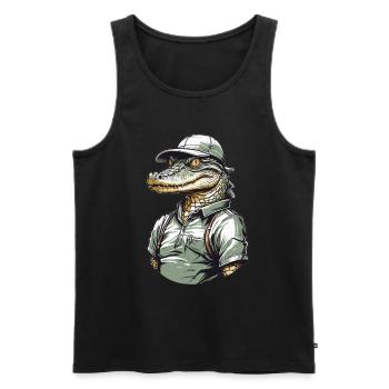 Crocodile Golfer Aesthetic Golfer Streetwear - Men's Premium Organic Tank Top - black - Front - Michal (187cm)
