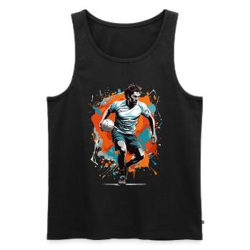Handballspieler Streetwear Ikonischer Style - Männer Premium Bio Tank Top - Schwarz - Vorne - AI Model Male 178 light (178cm)