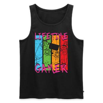 Gaming Vintage Lifetime Gamer - Männer Premium Bio Tank Top - Schwarz - Vorne - AI Model Male 178 light (178cm)