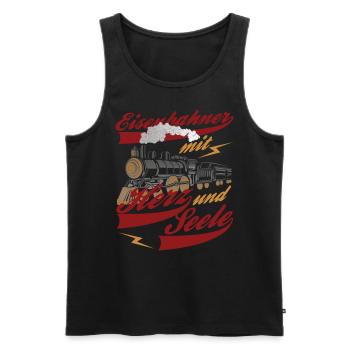 Eisenbahn Eisenbahner Vintage - Männer Premium Bio Tank Top - Schwarz - Vorne - Michal (187cm)