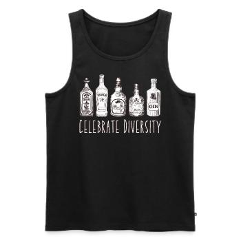 Célébrez la diversité des bouteilles d’alcool - Débardeur bio Premium Homme - noir - Devant - AI Model Male 178 light (178cm)