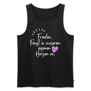 Frieden fängt in unserem eigenen Herzen an - Männer Premium Bio Tank Top - Schwarz - Vorne - AI Model Male 178 light (178cm)