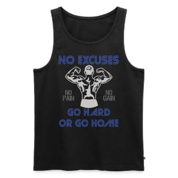 Fitness Gym No Excuses - Men's Premium Organic Tank Top - black - Front - AI Model Male 178 light (178cm)