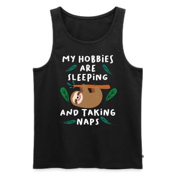 Sloth Lazy Funny Saying Sleeping - Men's Premium Organic Tank Top - black - Front - Michal (187cm)