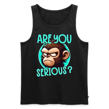 Funny Monkey: Are You Serious? Saying - Men's Premium Organic Tank Top - black - Front - AI Model Male 178 light (178cm)