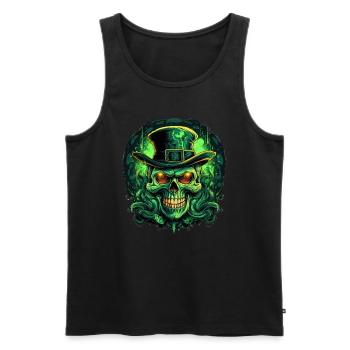 Creepy Skull with Top Hat Halloween Art - Men's Premium Organic Tank Top - black - Front - AI Model Male 178 light (178cm)
