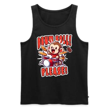 Drum Roll Please: Funny Monkey on the Drums - Men's Premium Organic Tank Top - black - Front - AI Model Male 178 light (178cm)