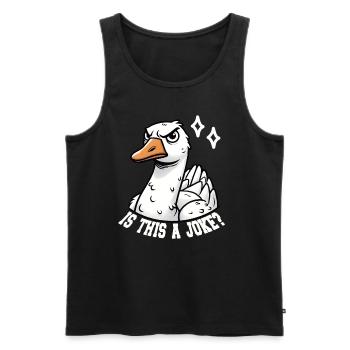 Is This a Joke? Funny Geese Design - Men's Premium Organic Tank Top - black - Front - AI Model Male 178 light (178cm)