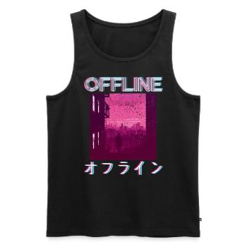 Retro 80s Vaporwave Aesthetic Offline - Men's Premium Organic Tank Top - black - Front - AI Model Male 178 light (178cm)