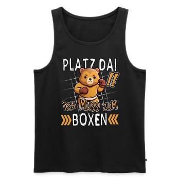 Platz Da! Ich Muss Zum Boxen Lustiger Bär - Männer Premium Bio Tank Top - Schwarz - Vorne - Michal (187cm)
